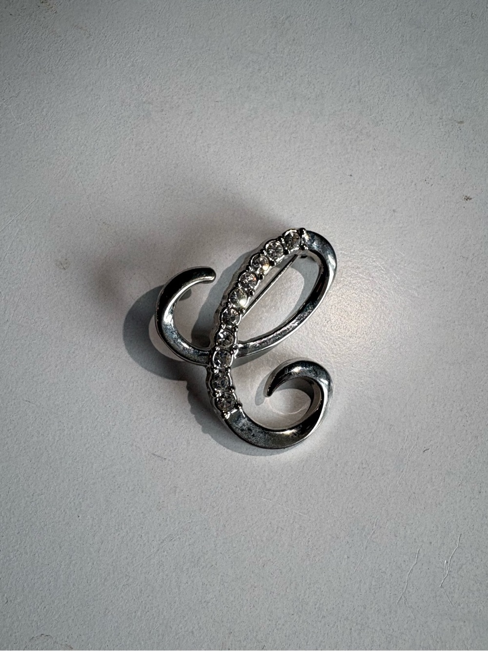 Retro Y2K Cursive Pave Set Crystal “C” Brooch